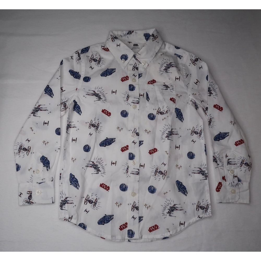 Janie and Jack Star Wars‎ Icon Poplin Logn Sleeve Shirt Toddler Boys 4T NWT